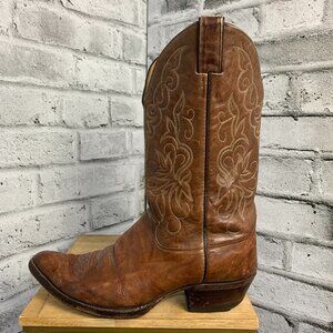 Vintage Justin Brown Leather Western Cowboy Boots 11.5 D Homesteading Rodeo Boho